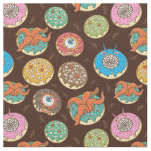 Funky Scary Halloween Donuts Pattern Fabric Stof