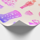 Funky Schattige Meisje Roze Kerstpatroon Cadeaupapier (Hoek)