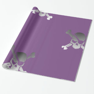 Funky Schedel van de Piraat op Paars Cadeaupapier