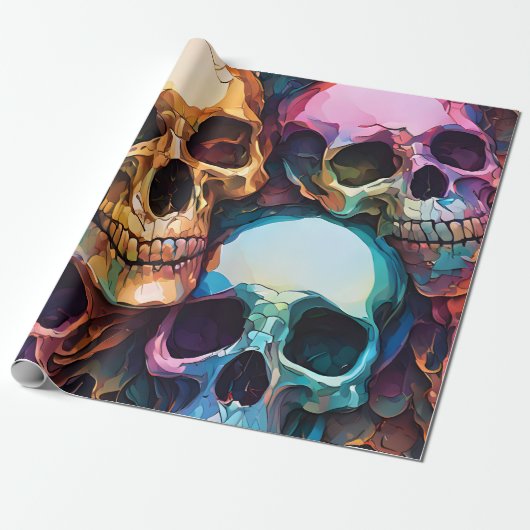 Funky Schedels Cadeaupapier (Uitgerold)