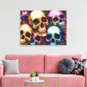 Funky Schedels Canvas Afdruk (Insitu (Woonkamer))