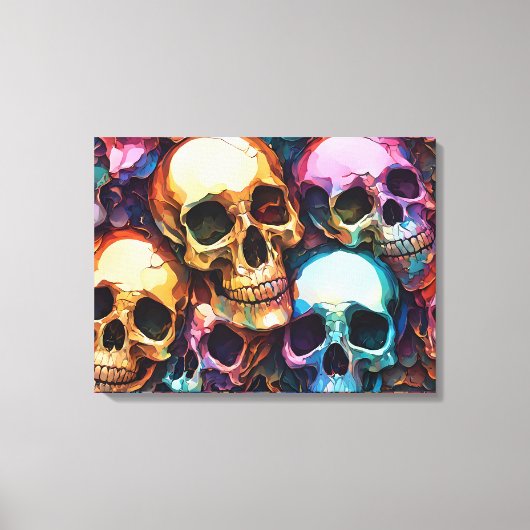 Funky Schedels Canvas Afdruk (Voorkant)