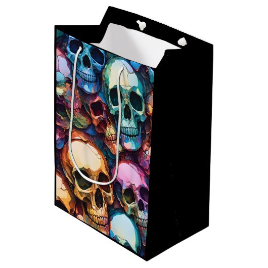 Funky Schedels Medium Cadeauzakje (Voorkant Gekanteld)