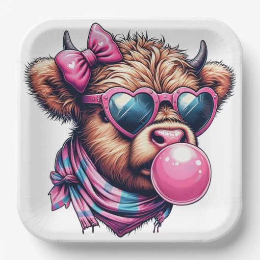 Funky Schotse Koe Papieren Bord (Voorkant)