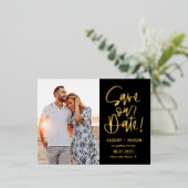 Funky schrijf folie Save The Date ansichtkaart Folie Uitnodiging Briefkaart (Staand Voorkant)