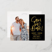 Funky schrijf folie Save The Date ansichtkaart Folie Uitnodiging Briefkaart (Voorkant / Achterkant)