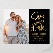 Funky schrijf folie Save The Date ansichtkaart Folie Uitnodiging Briefkaart (Voorkant)