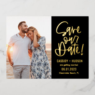 Funky schrijf folie Save The Date ansichtkaart Uitnodiging Briefkaart
