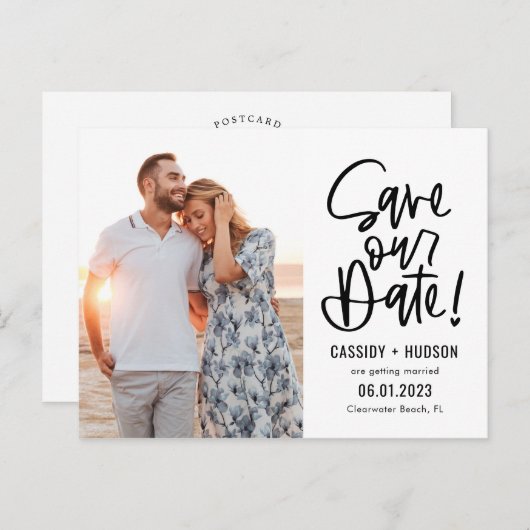 Funky Schrijfbare KLEUR bespaart onze datum Briefkaart (Voorkant / Achterkant)