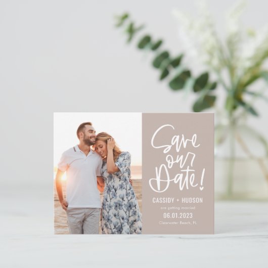 Funky Schrijfbare KLEUR bespaart onze datum Briefkaart (Staand voorkant)