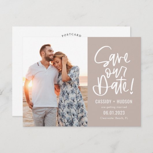 Funky Schrijfbare KLEUR bespaart onze datum Briefkaart (Voorkant / Achterkant)