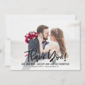 Funky schrijven bewerkbare kleur bruiloft dank u bedankkaart (Voorkant)