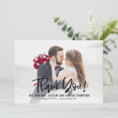 Funky schrijven bewerkbare kleur bruiloft dank u bedankkaart (Staand voorkant)