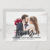 Funky schrijven bewerkbare kleur bruiloft dank u bedankkaart (Voorkant / Achterkant)