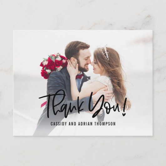 Funky Schrijven BEWERKBARE KLEUR Dank u Briefkaart (Voorkant)