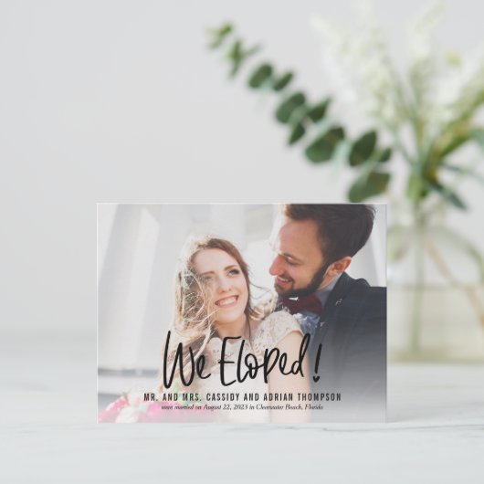 Funky Schrijven BEWERKBARE KLEUR Wedding Elopement Briefkaart (Staand voorkant)