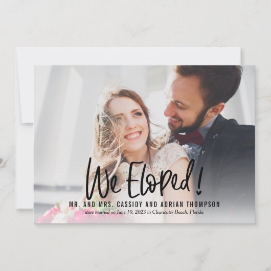 Funky schrijven bruiloft Elopement Receptie Uitnod Bedankkaart (Voorkant)