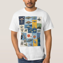 Funky Sci-Fi Retro Alien Ruimteschip T-shirt