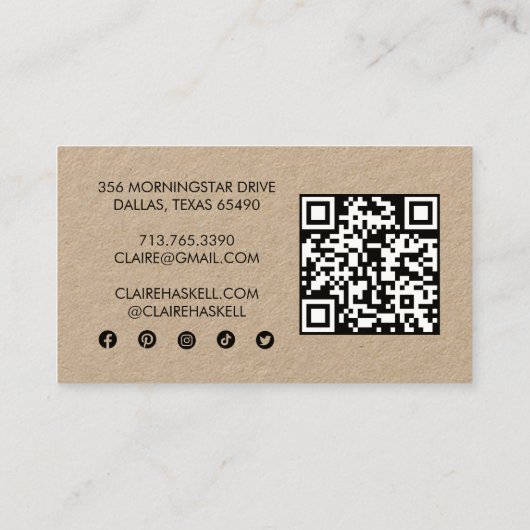 Funky Script Chic Kraft Bestellen Dank je minimale Visitekaartje (Achterkant)