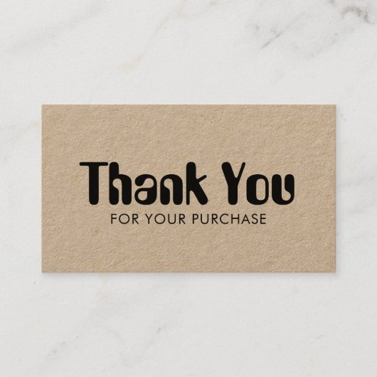 Funky Script Chic Kraft Bestellen Dank je minimale Visitekaartje (Voorkant)