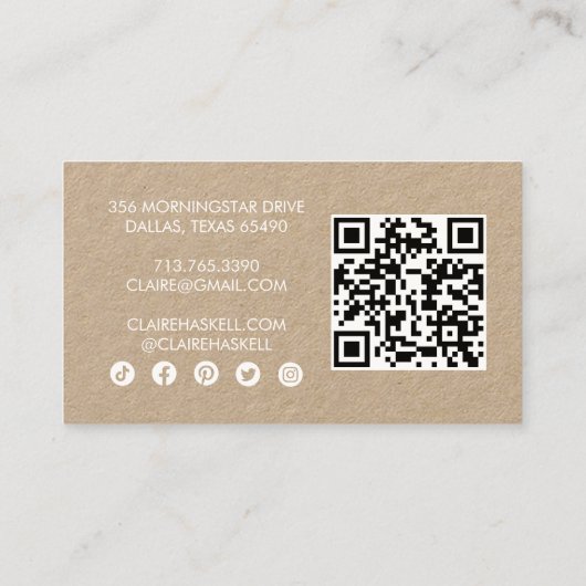 Funky Script Chic Kraft Bestellen Dank je minimale Visitekaartje (Achterkant)