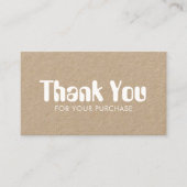 Funky Script Chic Kraft Bestellen Dank je minimale Visitekaartje (Voorkant)