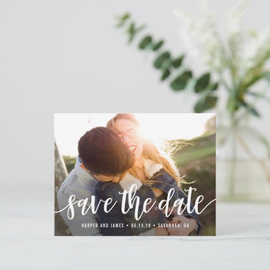 Funky Script Modern Save the Date Briefkaart (Staand voorkant)