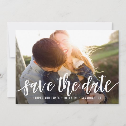 Funky Script Modern Save The Date Kaart (Voorkant)