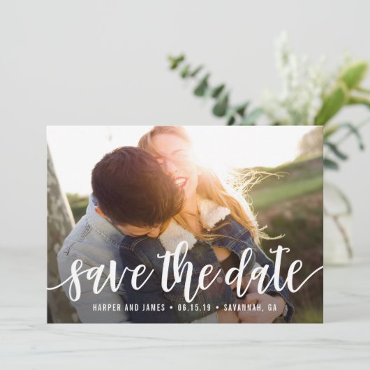 Funky Script Modern Save The Date Kaart (Staand voorkant)