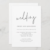 Funky Script QR Code Zwart Wit Bruiloft Kaart (Voorkant / Achterkant)