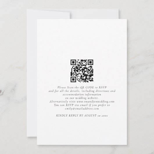 Funky Script QR-code Zwart Wit Trouwen Kaart (Achterkant)