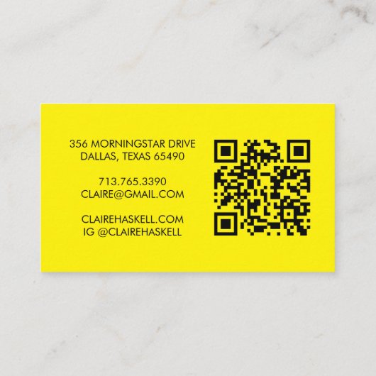 Funky Script vet orde dank u minimale QR-code Visitekaartje (Achterkant)