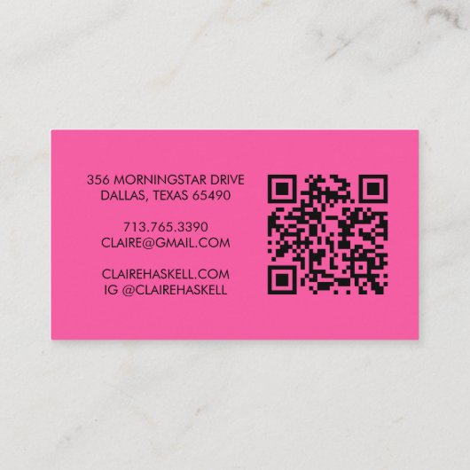 Funky Script vet orde dank u minimale QR-code Visitekaartje (Achterkant)