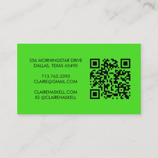 Funky Script vet orde dank u minimale QR-code Visitekaartje (Achterkant)