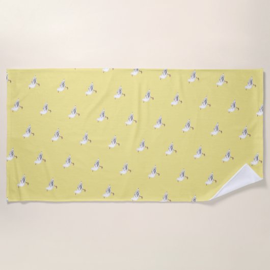 Funky Seagulls Pattern Beach Towel Strandlaken (Voorkant)