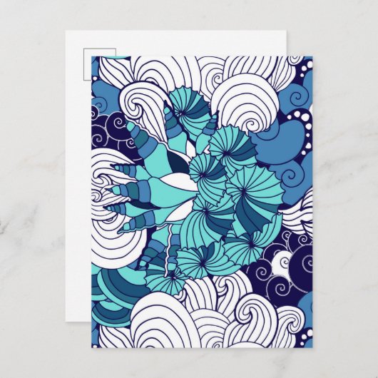 Funky Seashell Pattern Briefkaart (Voorkant / Achterkant)