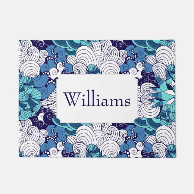 Funky Seashell Pattern | Jouw namen toevoegen Deurmat (Voorkant)