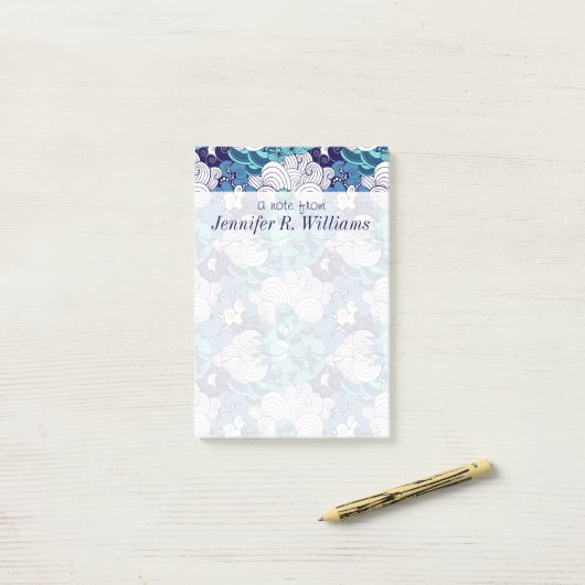 Funky Seashell Pattern | Jouw namen toevoegen Post-it® Notes (Op bureau)