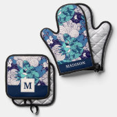 Funky Seashell Pattern Ovenwant & Pannenlap Set (Voorkant / Achterkant)