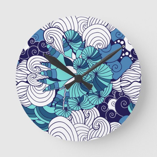 Funky Seashell Pattern Ronde Klok (Voorkant)
