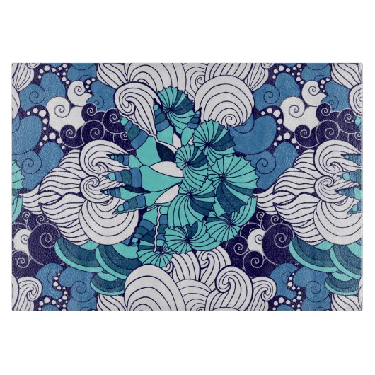 Funky Seashell Pattern Snijplank (Voorkant)