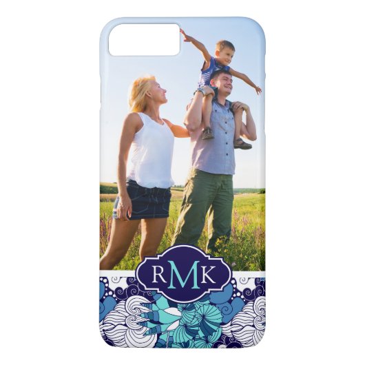 Funky Seashell Pattern| Uw foto en monogram Case-Mate iPhone Case (Achterkant)
