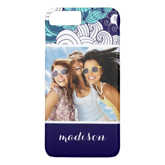 Funky Seashell Pattern | Uw foto en naam Case-Mate iPhone Case (Achterkant)