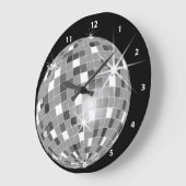 Funky Silver Glitter Disco Ball Clock Grote Klok (Hoek)