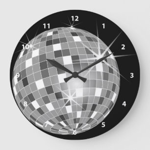 Funky Silver Glitter Disco Ball Clock Grote Klok