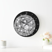 Funky Silver Glitter Disco Ball Clock Grote Klok (Huis)