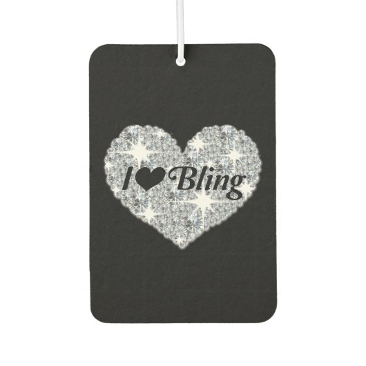 Funky Silver 'I Love Bling' citeert diamanten hart Luchtverfrisser (Voorkant)