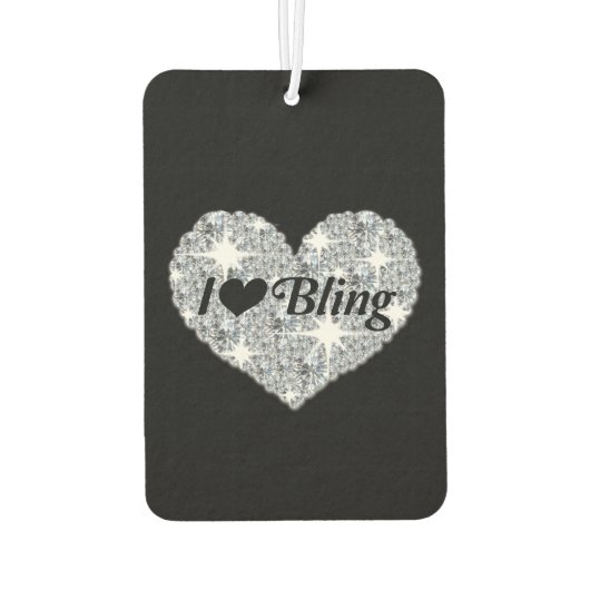 Funky Silver 'I Love Bling' citeert diamanten hart Luchtverfrisser (Achterkant)
