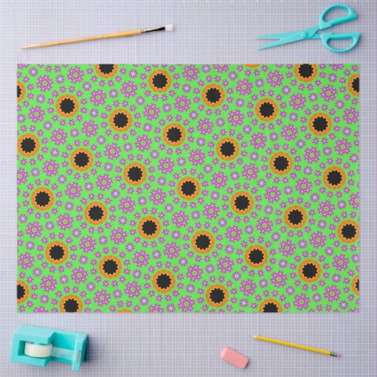 Funky Sinaasappel Groen Paarse & Zwarte Decoupage Tissuepapier (Craft)