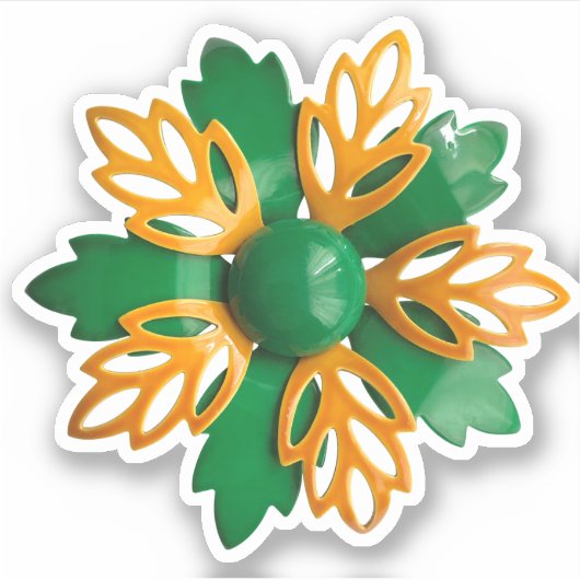 Funky Sinaasappel Groene Daisy Bloem Bruiloft Stic Sticker (Voorkant)